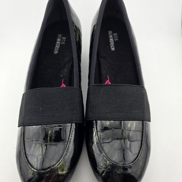 ✨ Ros Hommerson Erica Croc Patent Leather Wedge Loafers | Iridescent Black | Siz - Picture 10 of 14